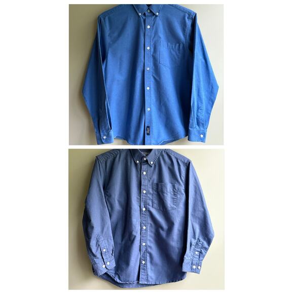 Bundle of 2 Boys Size Large Blue Oxford Button Up Dress Shirts | Semi-formal - Picture 1 of 13